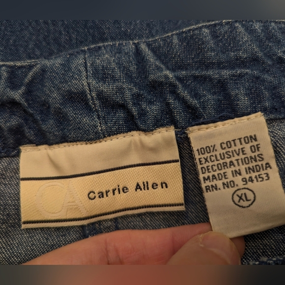 VINTAGE Carrie Allen Embroidered floral sequin Capris jeans pants shorts size XL - Picture 7 of 10